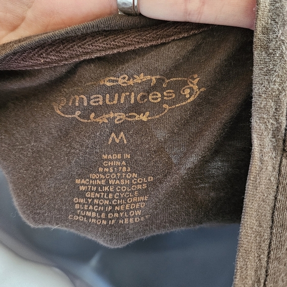 Maurices Women's Medium Brown Short Sleeve Shirt Top Button Henley - Picture 6 of 6